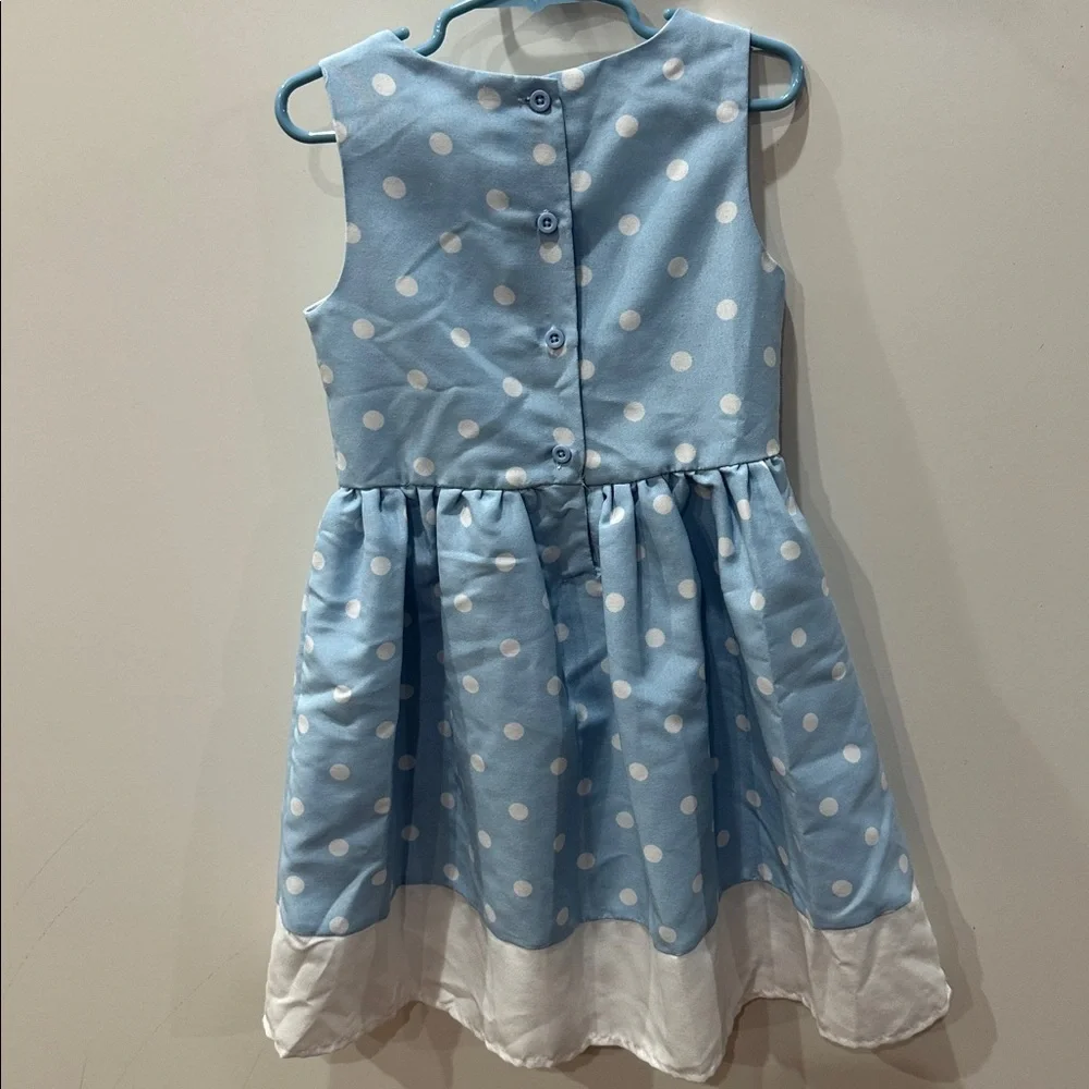 Tahari Girl Light Blue Dress with White Dots Size 5
